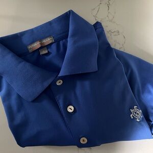 Peter Millar Navy Polo with Gold Button